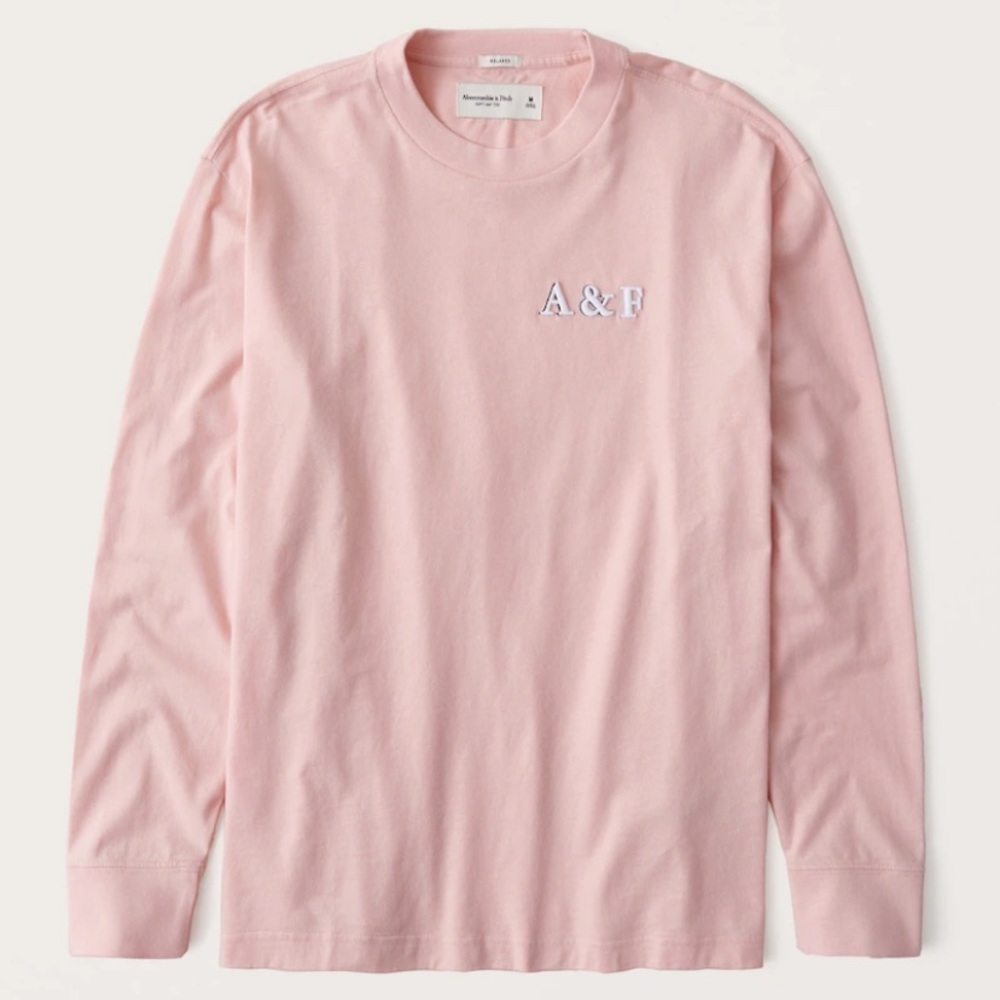 Abercrombie relaxed long sleeve logo tee